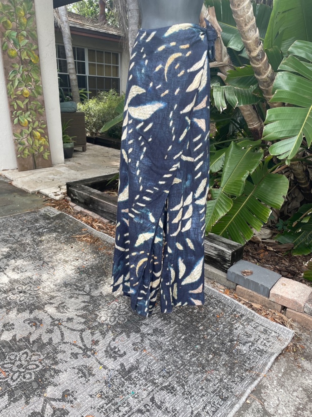 soft surroundings linen blend skirt over wide leg pants
